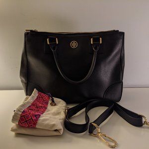 Tory Burch Robinson Double Zip Tote in Black